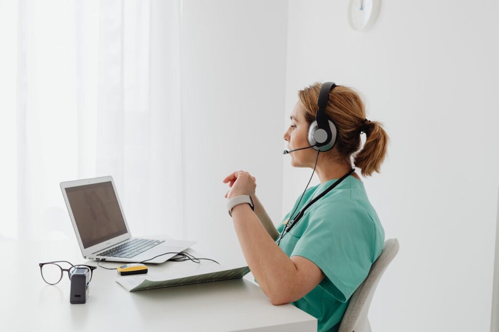 A Female Doctor Having a Video Call